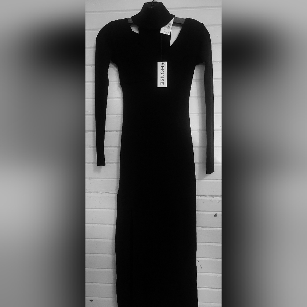 XS Black Monse Long Sleeve Knit Dress